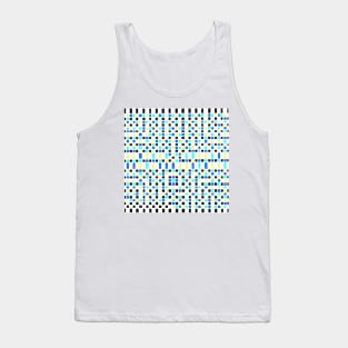 Blue Black Yellow Labyrinth Geometric Abstract Acrylic Painting Tank Top